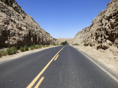 Touchet River Road cuts through the flood deposits of Lake Lewis showing the striation lines created as the lake filled